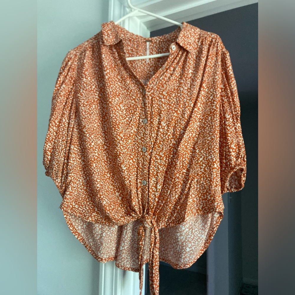 Free People orange and tan pattern top